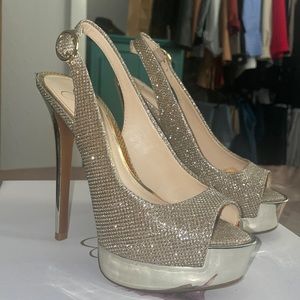 Gold 5 inch Jessica Simpson Heels Size 5.5